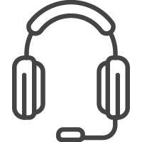 gray headphones with microphone icon